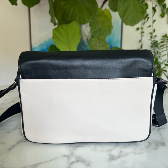 COACH Track Crossbody In Colorblock Chalk Black Gravel Gray Blue Leather C2865 - Picture 4 of 15